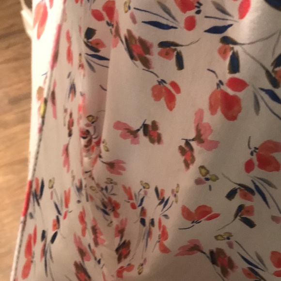 Chelsea & Violet Silky Top Womens Small Floral Ivory Wrap Peasant Bohemian Shirt - Picture 3 of 10